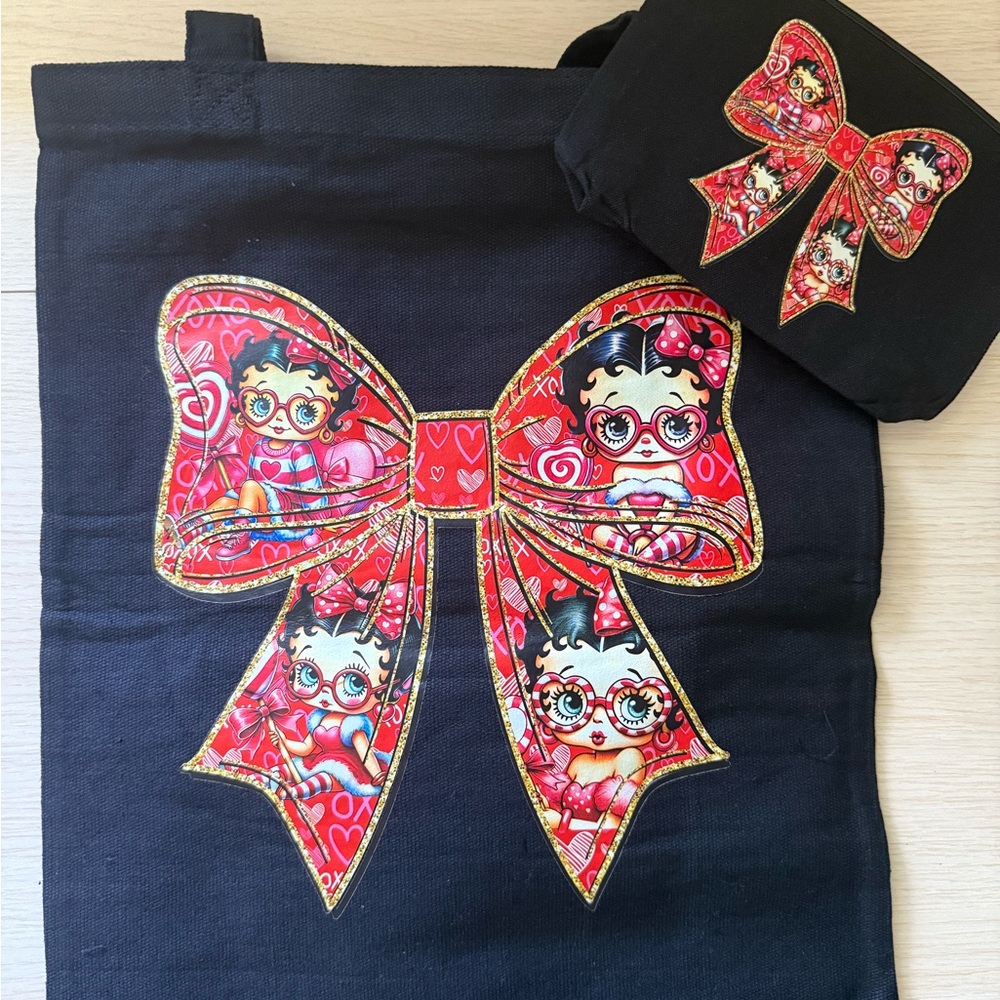 Betty Tote Bag with Red Bow Design